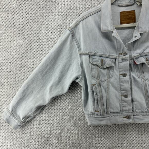 Levi's Premium Jacket Womens S Blue Light Wash Rigid Denim Trucker Retro - Picture 6 of 15